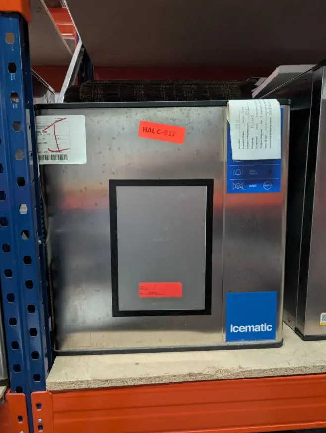 Isterningemaskine 134 kg / 24 timer M132 Icematic brugt t/ eksternt kammer – 14 dages garanti. Du kan tilkøbe 12 mdr. for 799 kr.